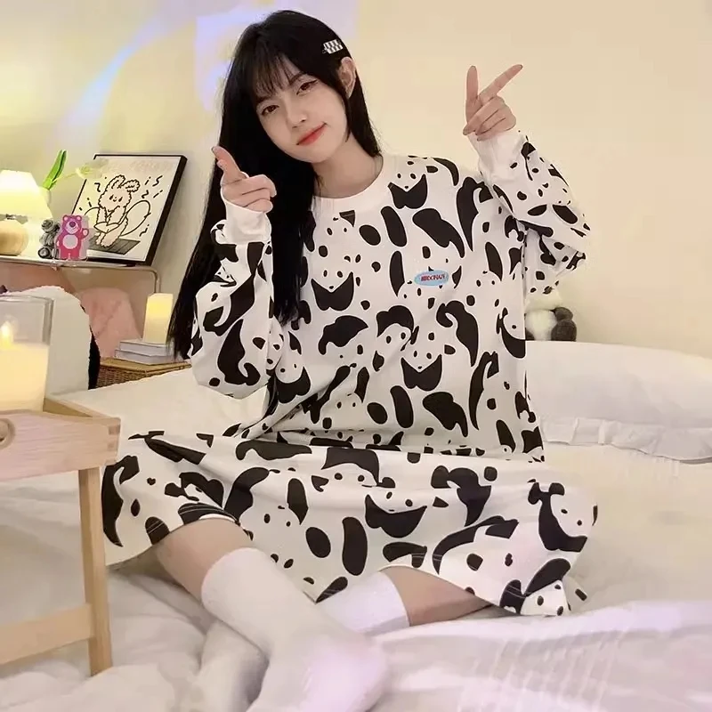 

Plus Size 5XL 140KG Winter Fleece Nightdress Long Sleeve Cartoon Warm Dresses Autumn Pajamas Dress
