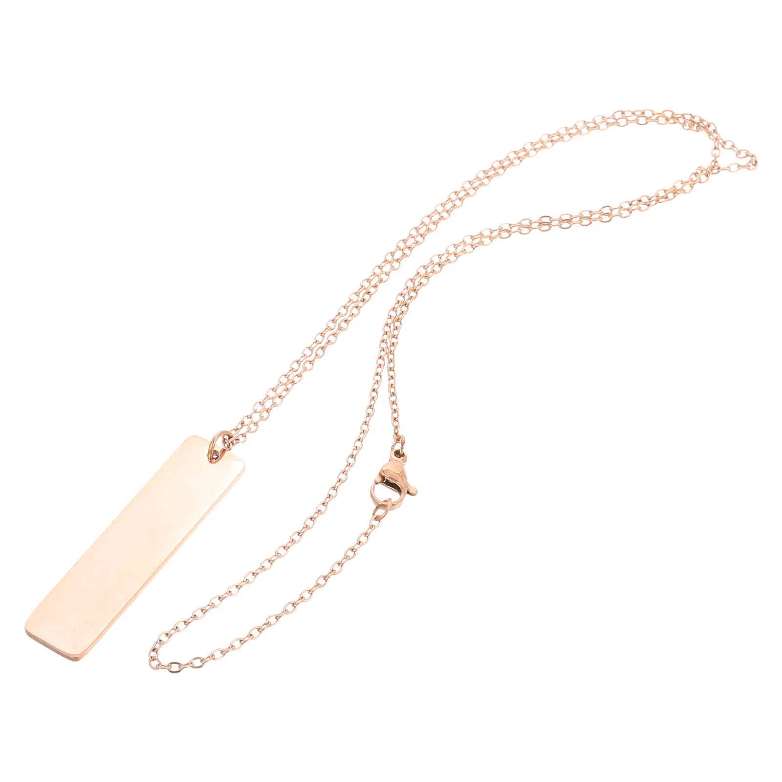 

Stainless Steel Bar Pendant Necklace Couples Simple Blank Engrave Jewelry Metal Chain Unisex Minimalist Neck Accessory