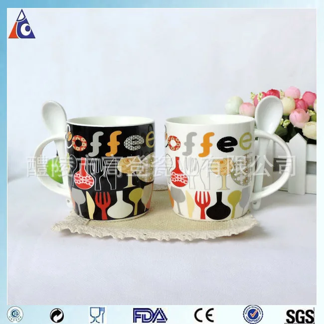 Cartoon Decal With Spoon Cup Advertisement Coffee Creative Gift