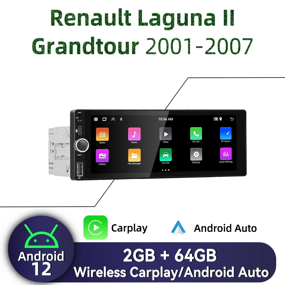 

Для Renault Laguna II Grandtour 2001-2007 1 Din Android радио Carplay Android Auto 6,86 "экран стерео автомобильный мультимедийный головное устройство