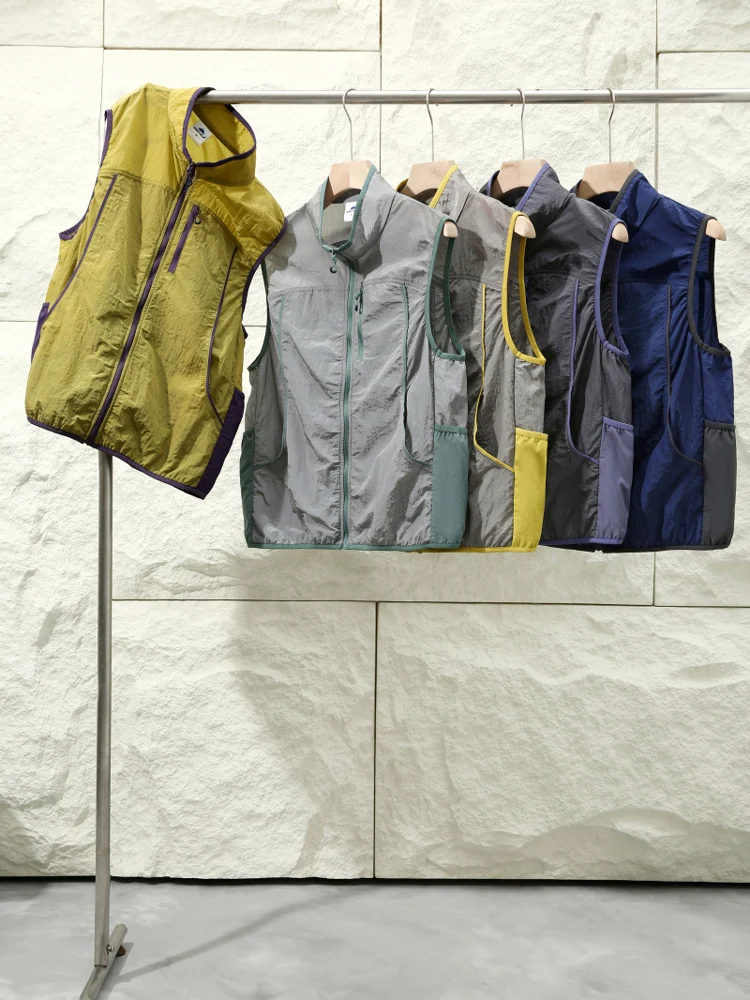 

Outdoor Mountain Series Breathable Lightweight Summer Vest Color Blo Stand Collar ex Faionable Versatile Svel Top