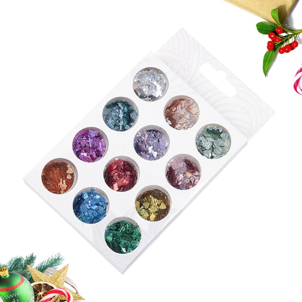 1 ชุด 12 สี กลิตเตอร์รูปหัวใจไขว้ สำหรับตกแต่งเล็บ ดีไซน์วิบวับ เหมาะสำหรับงานปาร์ตี้กลางคืน งานแสดงบนเวที กลิตเตอร์รูปหัวใจไขว้