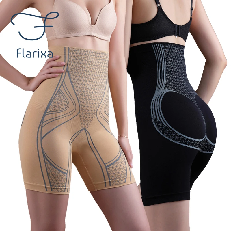 

Flarixa High Waist Flat Belly Panties Women Waist Trainer Boxer Hip Lift Seamless Shorts Slimming Body Shaper Abdomen Underwear