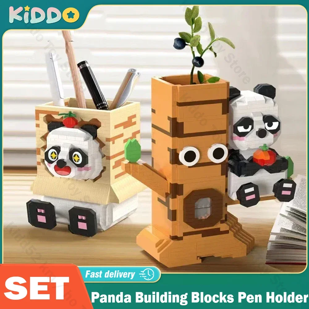 

Panda Building Blocks Educational Assembled Diamond Particle Bricks Toys Office Pen Holder Tree Stump Pen Ornaments DIY Gifts