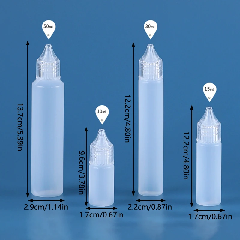 白いプラスチック接着剤アプリケーター、紙クイリング用の針絞りボトル、DIYスクラップブッキング、紙工芸品、10 ml、15 ml、30 ml、50ml