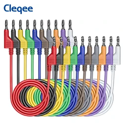 Cleqee P1036 10PCS Stackable Banana to Banana Plug Test Lead Soft Electrical Test Cable 1000V 15A Suitable for Multimeter