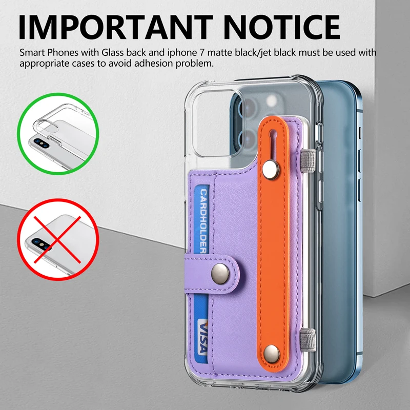 PU Leather Card Holder For Back Of Phone Case Wallet Metal Snap Button Shockproof Insert Card Cell Phone Cover For iPhone 16 15