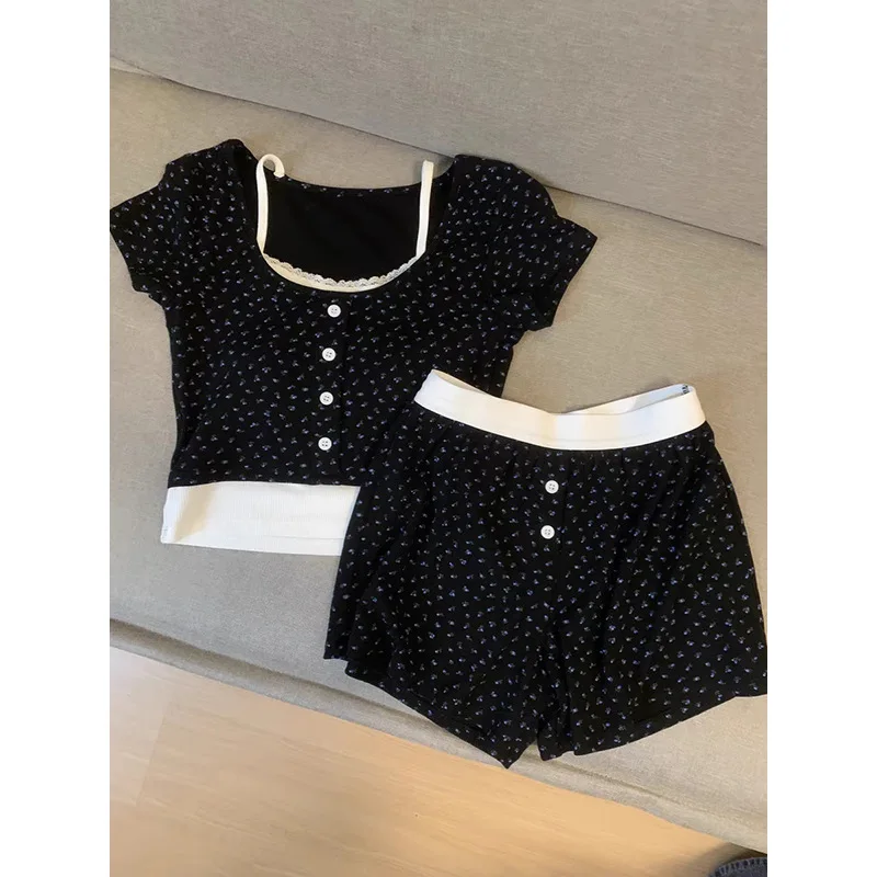 

Women's Comfortable Cotton Nightgown Set with Bow Tie Vest Sleepwear Can Be Worn Outside Home Clothes with Chest Pad 2026