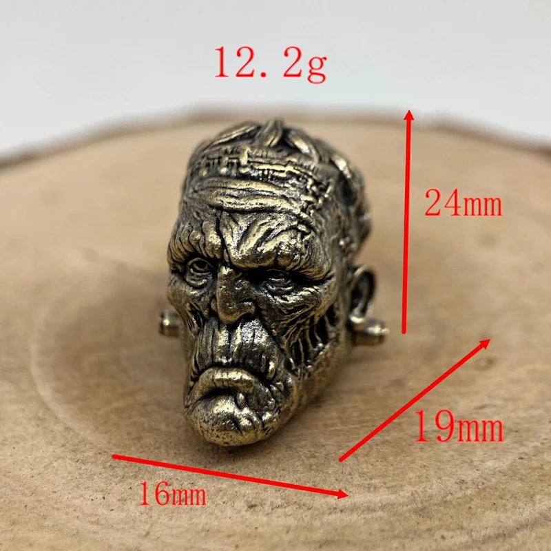 Crazy scientist Head Sculpture Brass Knife Bead EDC DIY Paracord Woven Bracelet Lanyard Pendants Accessories Outdoor Tool Charm - view 2
