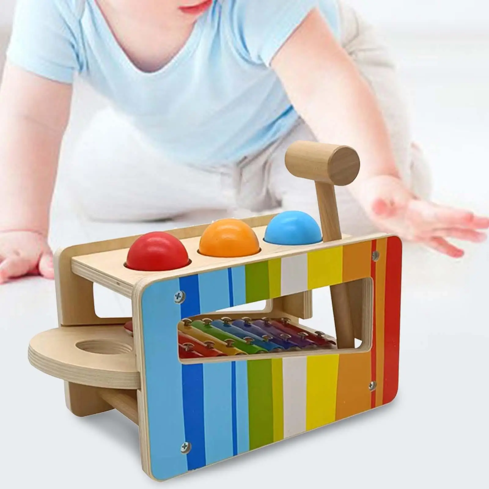 Pound & Tap Bench Wooden Toys Musical Hammering Pounding Toy Montessori for 1 2