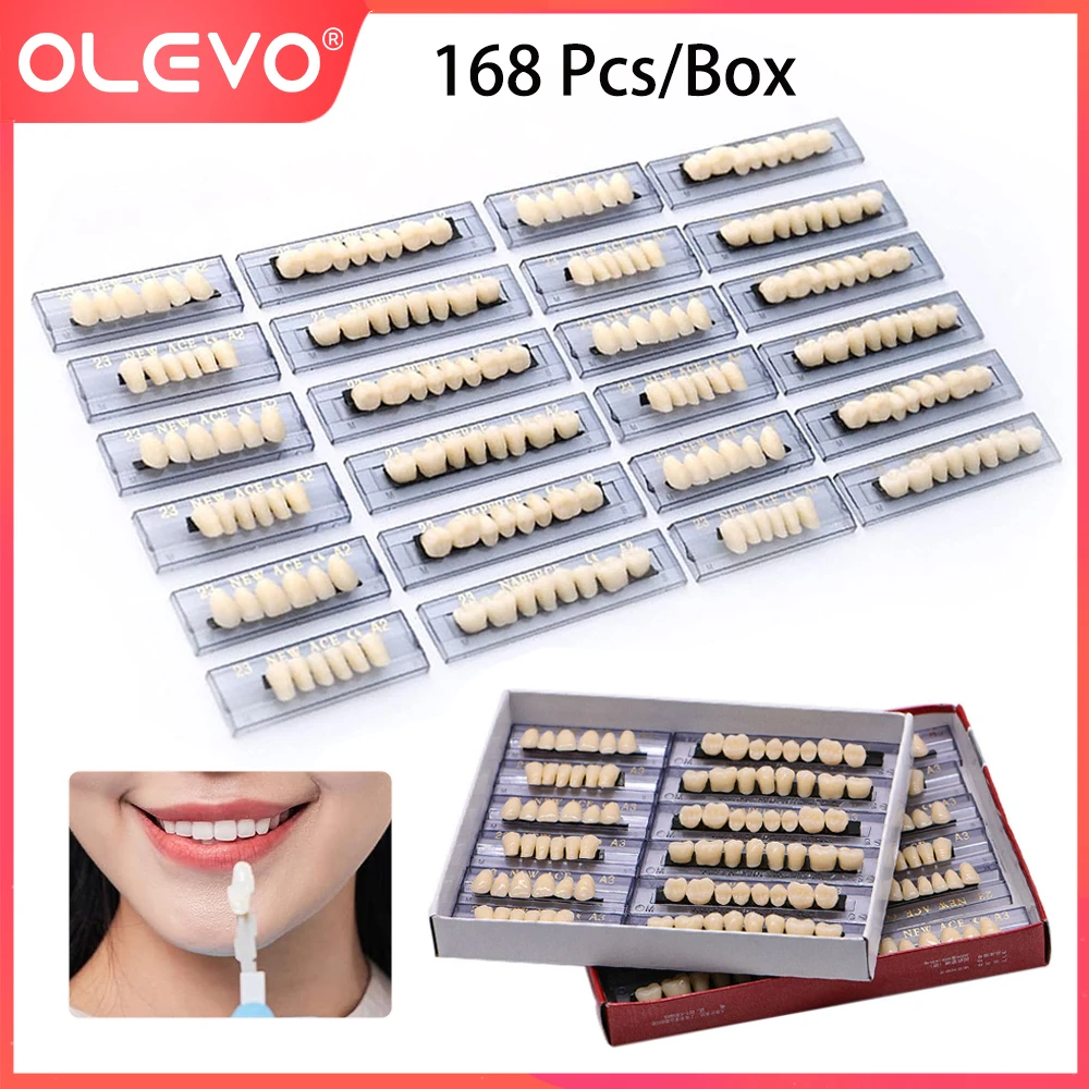 

168 Pcs/Box Dental Synthetic Resin Tooth Denture False Anterior Posterior Upper Lower Shade A2 A3 3 Sets Teeth Whitening Tools