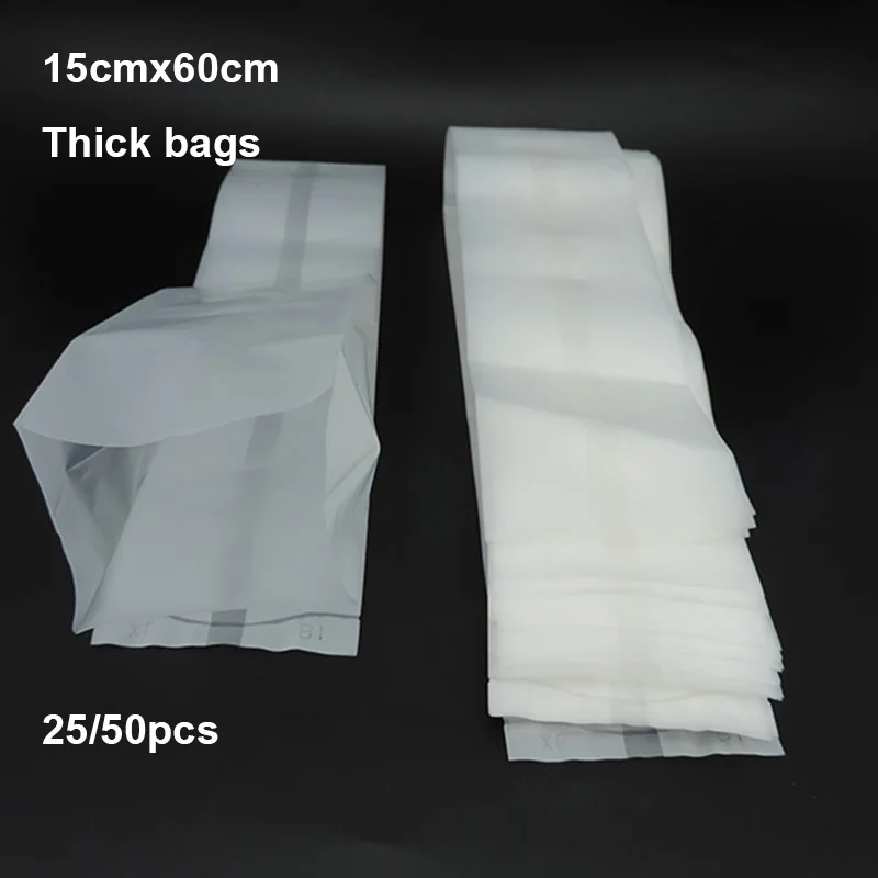 25/50 Pcs 15 ซม.x 60 ซม.PVC เห็ดวางไข่ Grow กระเป๋าหม้อพื้นผิวอุณหภูมิสูง Pre Sealable สวนอุปกรณ์สําหรับเห็ดเชื้อรา a1