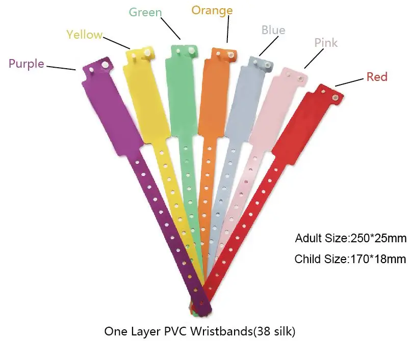 100pcs Solid NEW Colors 3/4 Inch Vinyl Wristband ID Wristbands for Events Parties