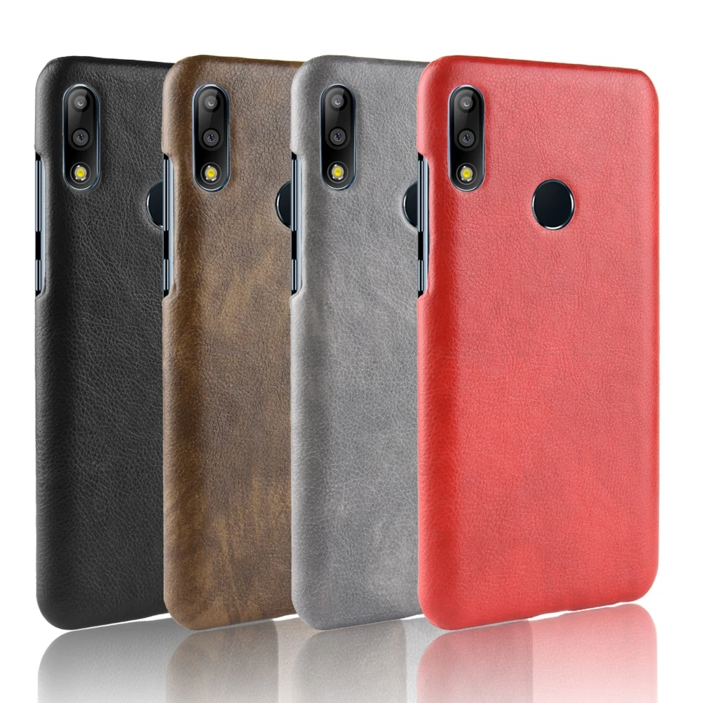 Litchi Leather Hard PC Phone Case For Asus ZenFone Max Pro M1 M2 ZB630KL ZB631KL ZB633KL ZB602KL Ultra Thin PU Cases Back Cover