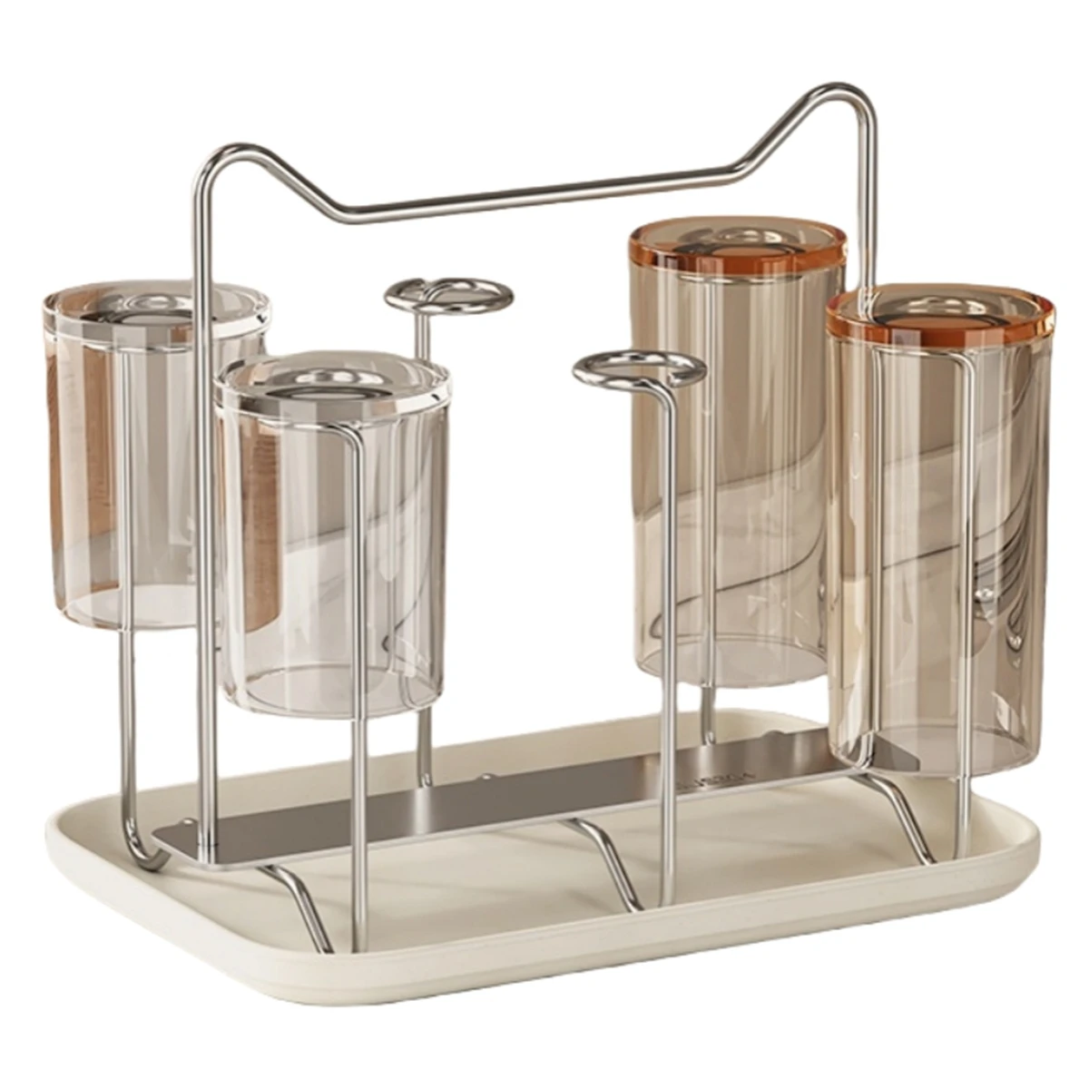 

Desktop Organizer Coffee Mug Holder Kitchen Organization Compact Structure Curved Support Rod Effective Drainage System