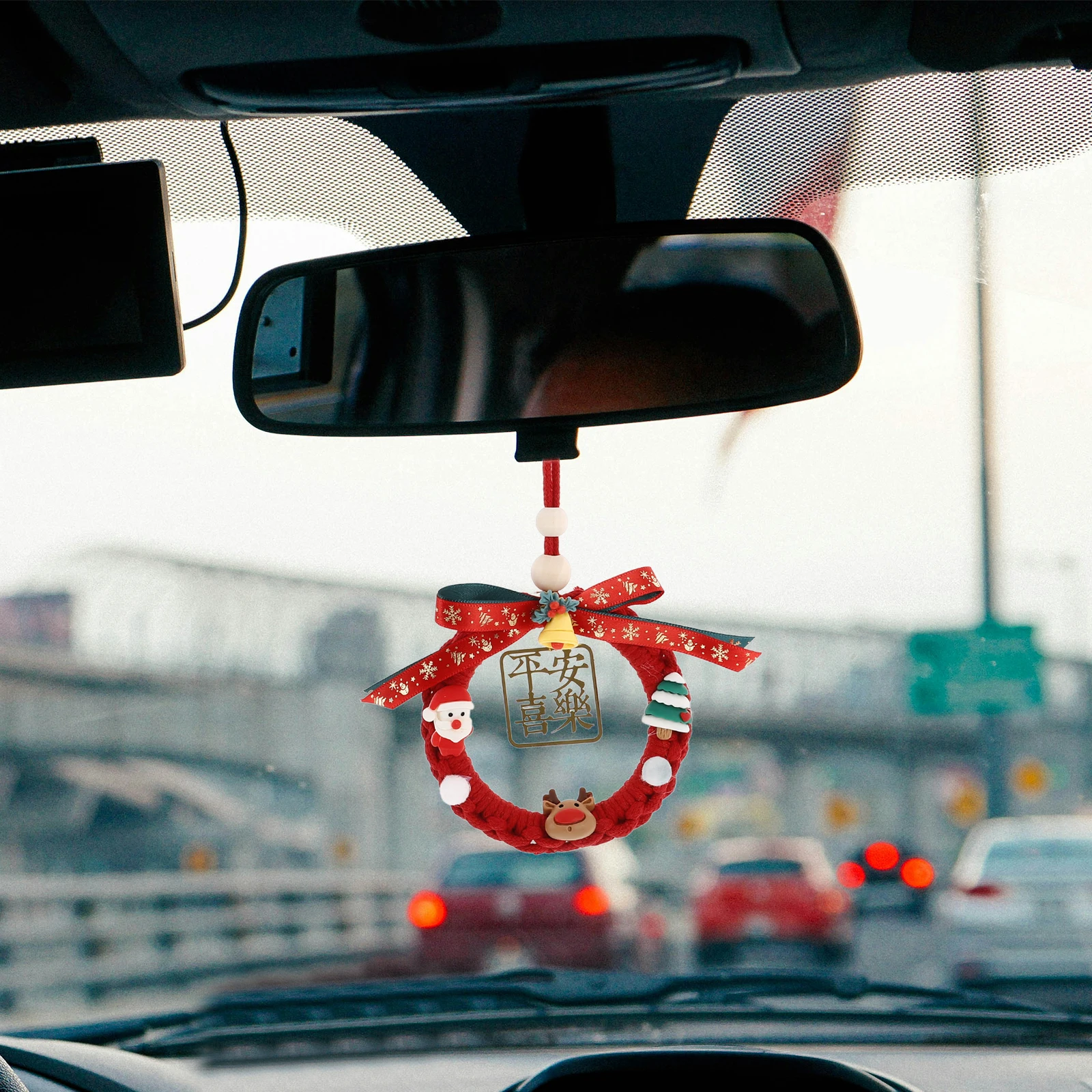 

Handcrafted Hanging Ornament Boho Car Decor Cute Accessories Rear View Mirror Pendant Durable Firm Material Joyful Cartoon