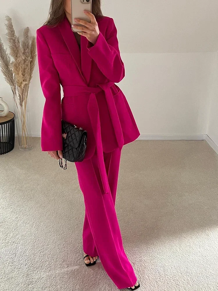 Elegant Shawl Lapel Women Suits 2 Piece Chic Wedding Party Tuxedo Fashion Office Lady Casual Formal Female Pants Sets 2024