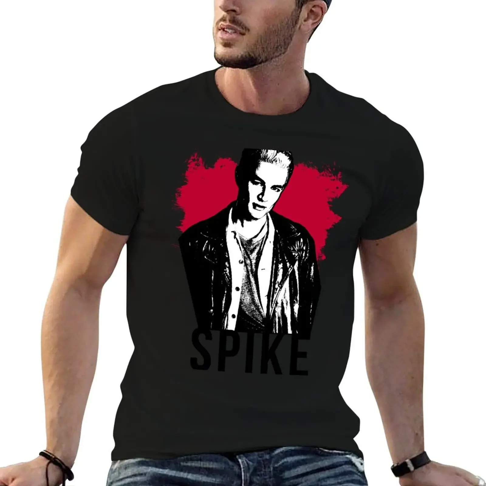 Spike the Vampire - Red with Black Text (BtVS) T-Shirt anime figures Anime t-shirt tshirts personalised plus size men clothing