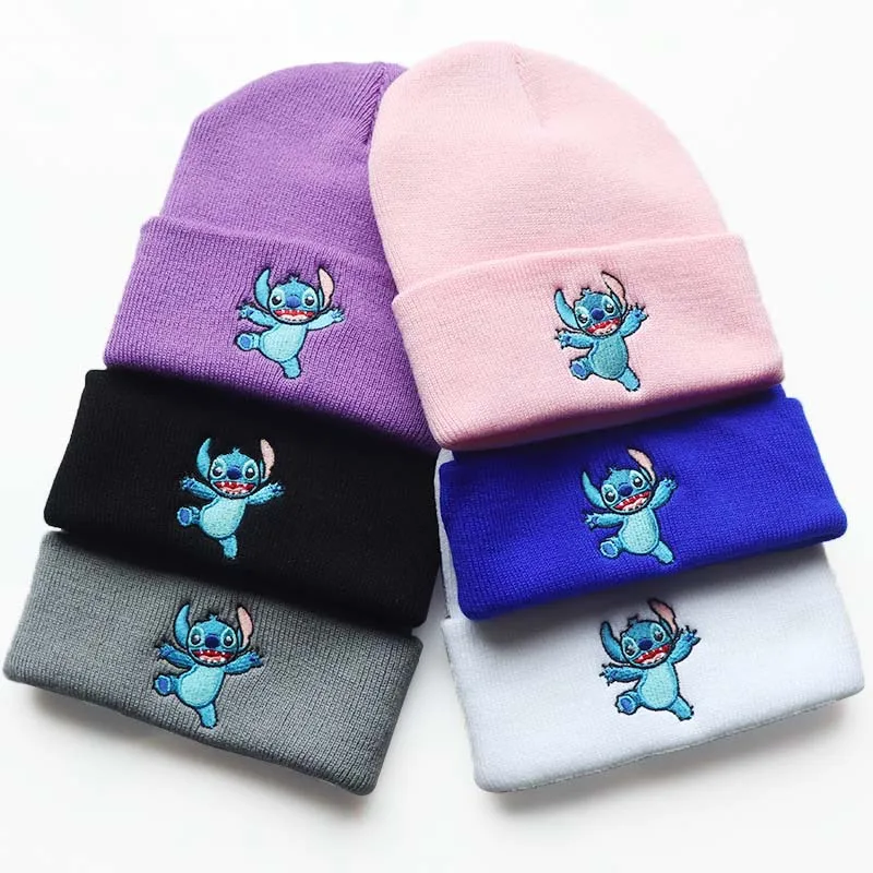 Winter Child Anime Beanies Hats Girls Boys Students Cute Cartoon Loli Stitch Knitted Keep Warm Windproof Skullies Caps Gifts