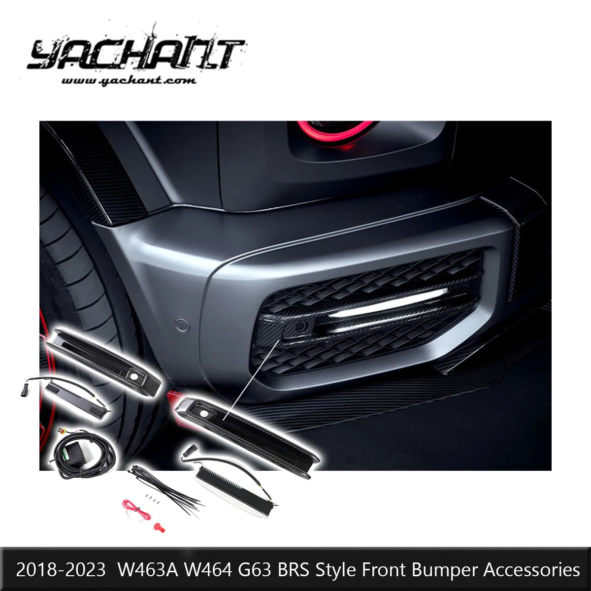 Ship to EU Dry Carbon Fiber Front Bumper Side Vent Panel Fit For 2018-2023 W463A W464 G63 OEM BRS Style with DRL Replacement