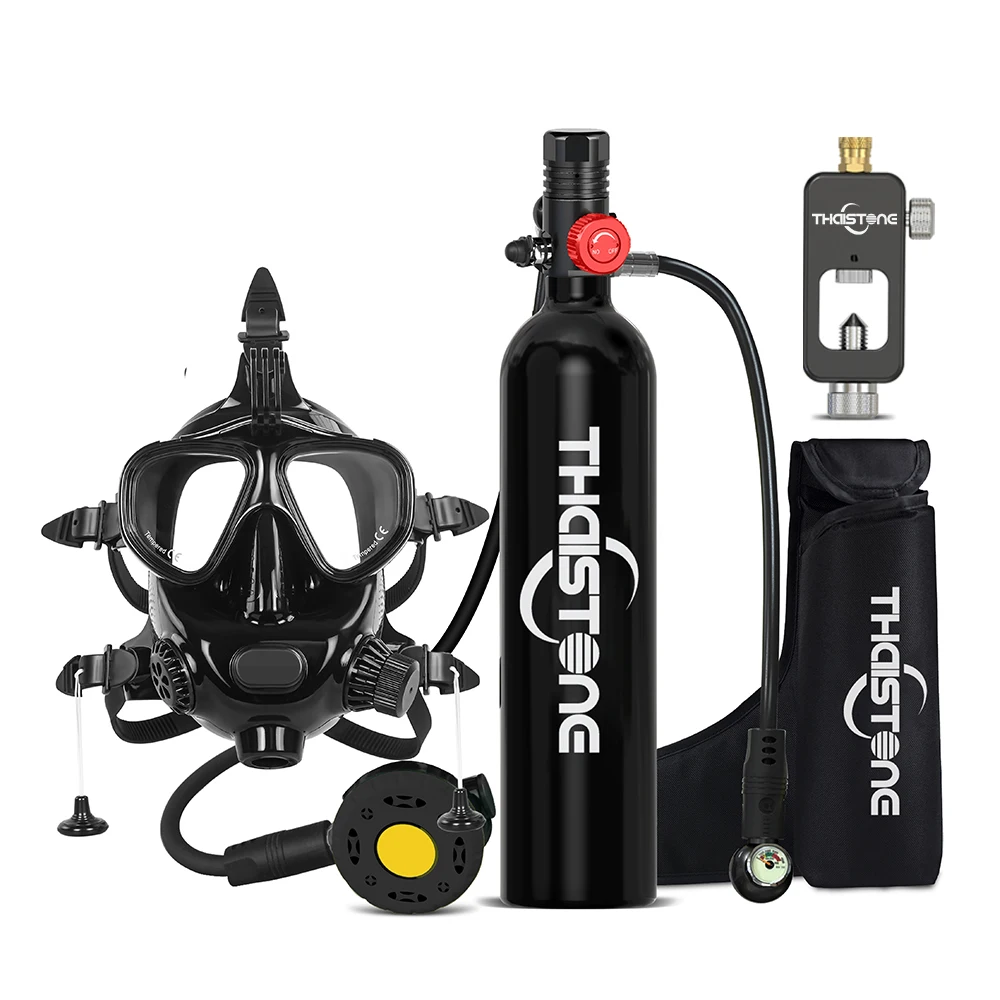 TAIITONEE 1L Scuba Diving Tank Underwater Breathing Oxygen Cylinder, Aluminum/Brass First Regulator, Extended Pressure Gauge