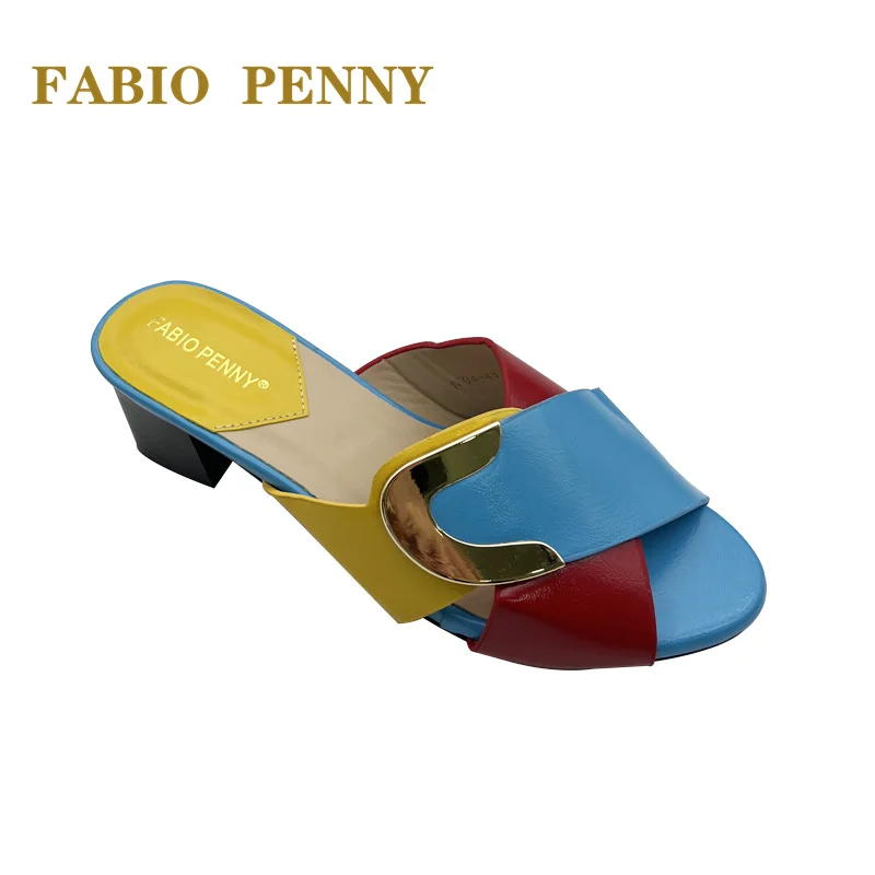 FABIO PENNY2024 new Italian fashion patchwork style evening dress for party ladies mid-heel slippers