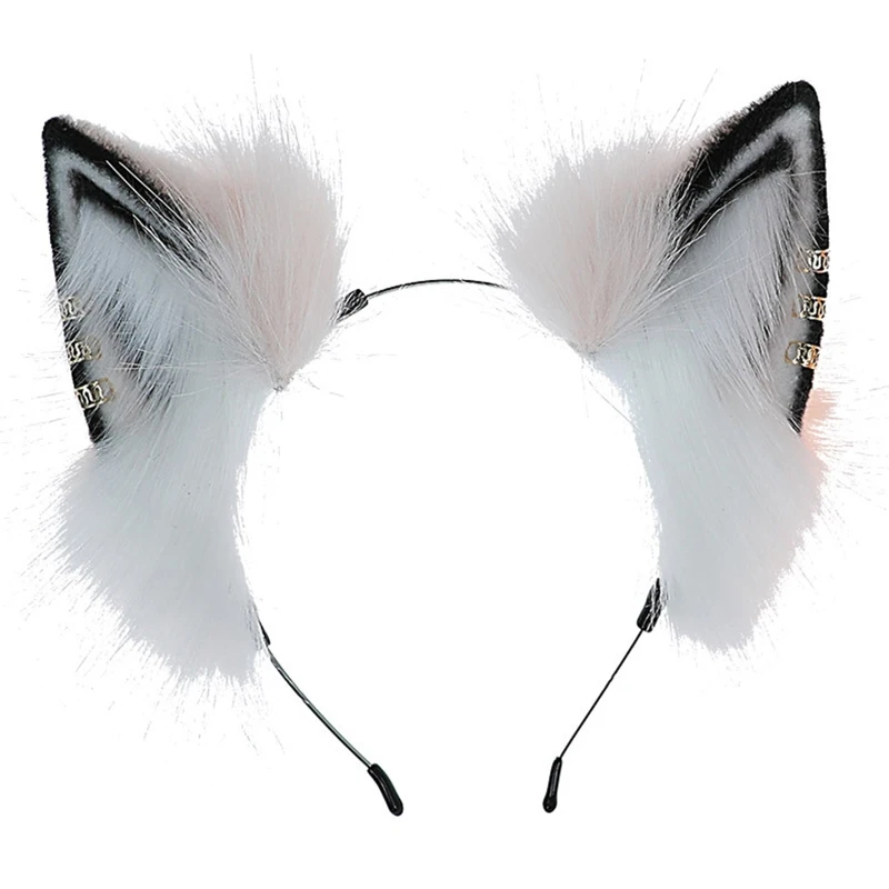 

for Cat Ear Headband Animal Hair Hoop Headband for Cat Cosplay for Cat Faux Fur Ear Hair Hoops Night Par