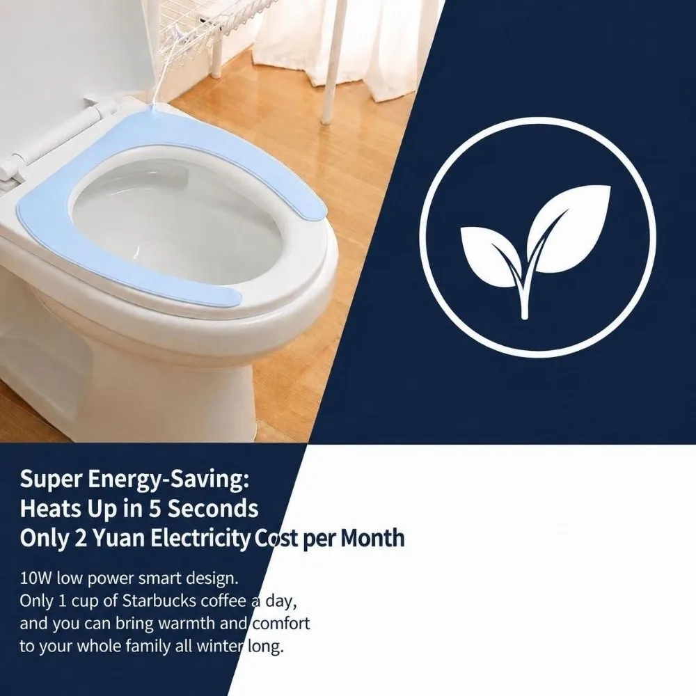 Soft Heated Toilet Seat Cushion Fast Heating Waterproof Toilet Seat Warmer Intelligent Constant Temperature Self-Adhesive