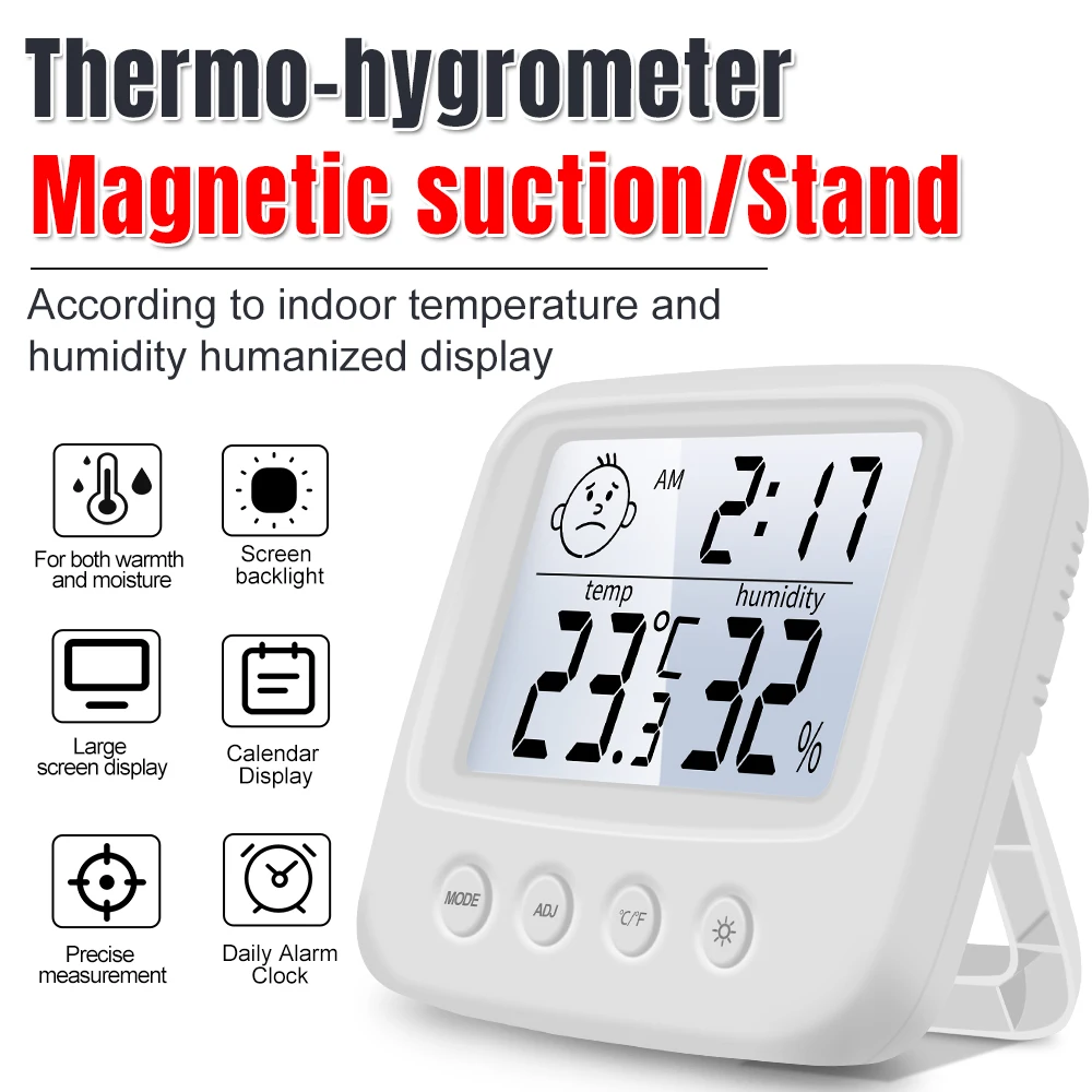 

Умный термометр и гигрометр с календарем, будильником и большим дисплеем для измерения температуры и влажности в помещении CX-0828S