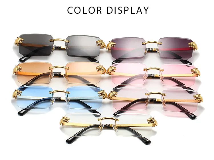 Damen Metallrahmenlose Sonnenbrille Hochwertige Luxusmarke Klassische Casual Sonnenbrille Unisex Outdoor Sport Rechteckige Schattierung Herren – Detail 8