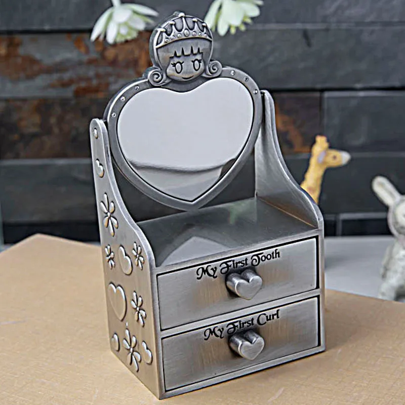 Metal children's fetal hair and baby teeth storage box, drawer-type fetal hair and teeth preservation box, infant  toddler gift