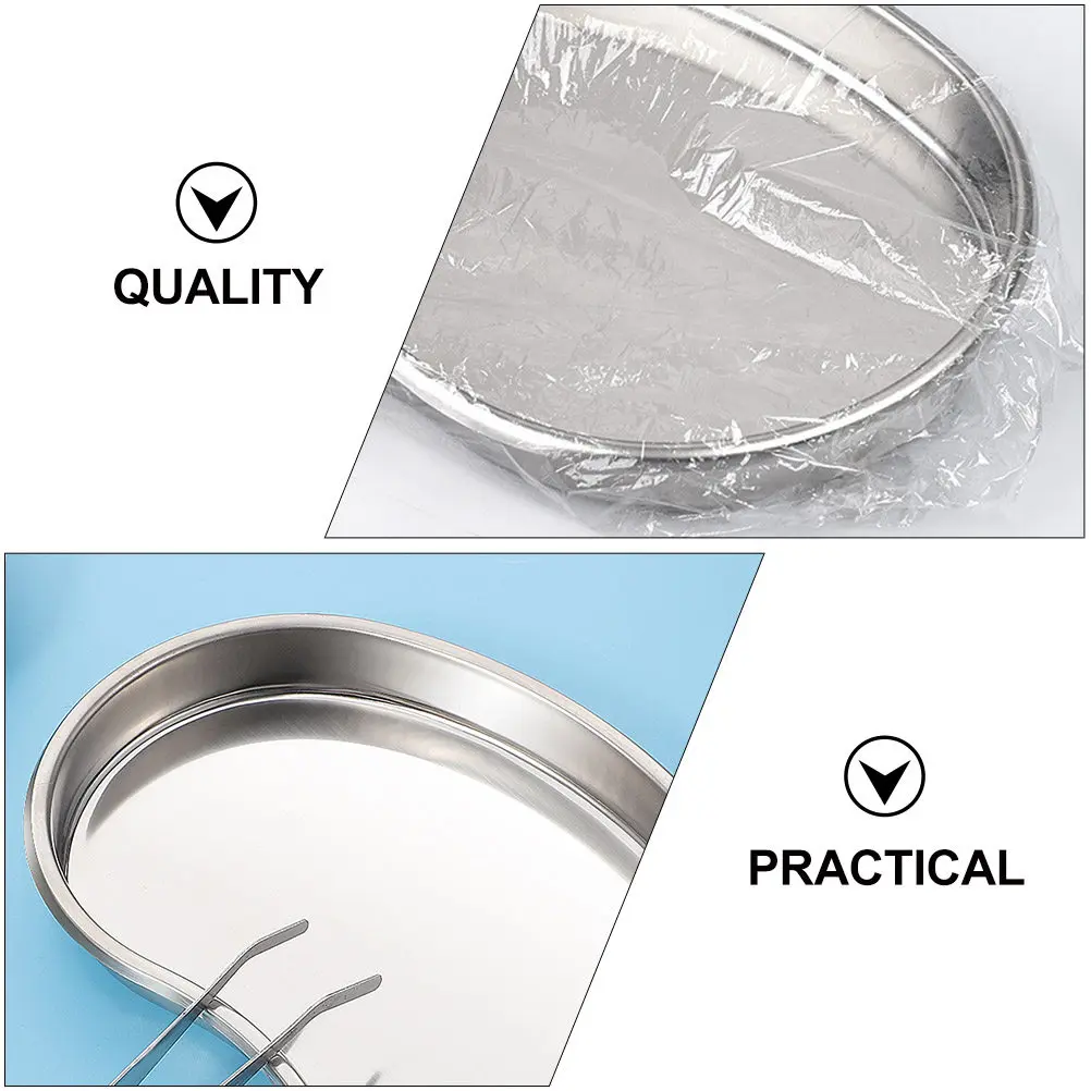 2Pcs Surgical Grade Stainless Steel Kidney Tray Curved Lip Design Prevent Spills Sterilizable Stackable Storage Tray