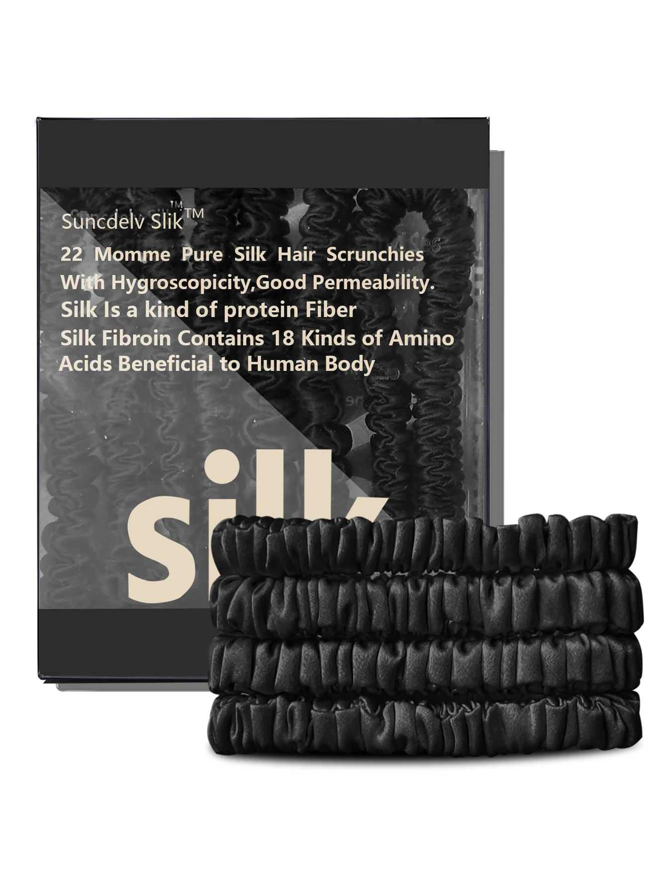 

4PCS Set 100% Silk Scrunchies Hair Ties High Quality Hair Scrunchies (22Momme) Women Girls Hairbands Hair Accessories