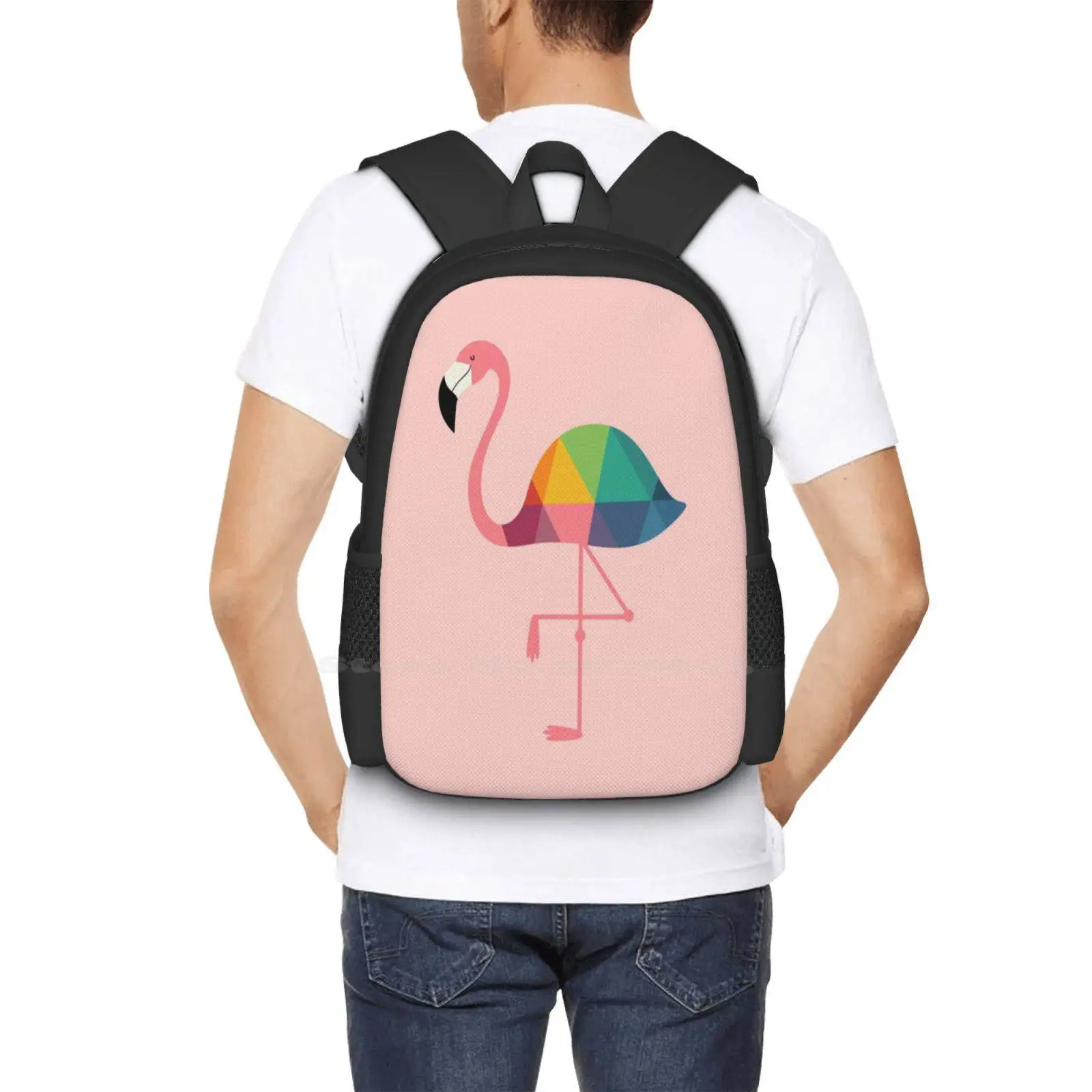 Mochila De flamenco arcoíris para hombres, mujeres, niñas, adolescentes, verano, Arco Iris, único, increíble, hermoso, encantador, lindo