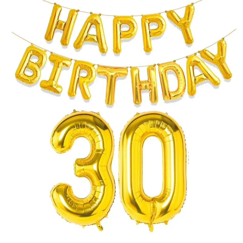 15 Stück goldene alles Gute zum Geburtstag mit Zahlen-Folienballons für Kinder und Erwachsene, Party-Dekoration, Junge, Mädchen, 10, 18, 20, 25, 30, 35, 40, 50, 60 Jahre alt – Detail 23