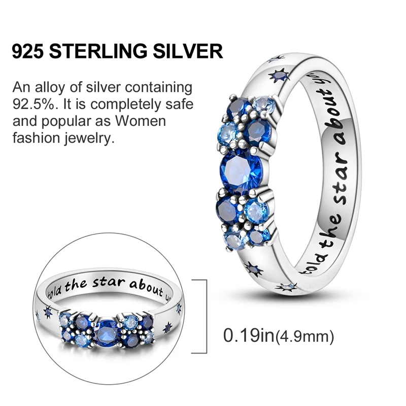 Hot Sales 925 Sterling Zilveren Ringen Oneindige Liefde Ster Maan Voor Vrouwen Originele Zilveren 925 Trouwring Sieraden Gift