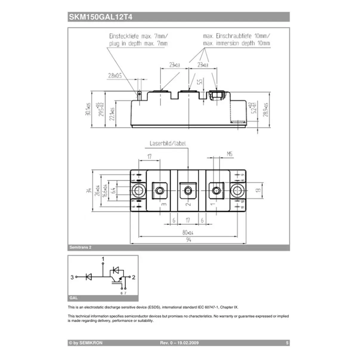 SKM150GAL12T4 IGBT Power Module Insulated Gate Bipolar Transistor Module for Industrial Inverter and Power Control