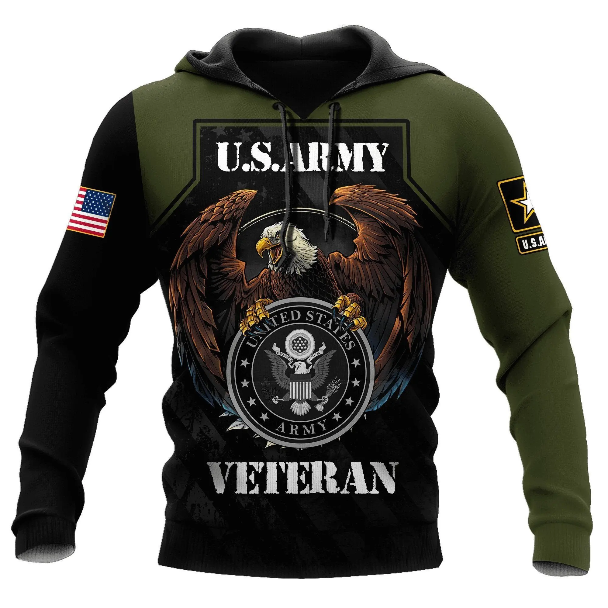 Fashion Army Camouflage Men Ladies Hoodies Commando ARMY-VETERAN 3D Special Forces Long Sleeved Tactical Shirts Men's Clothing