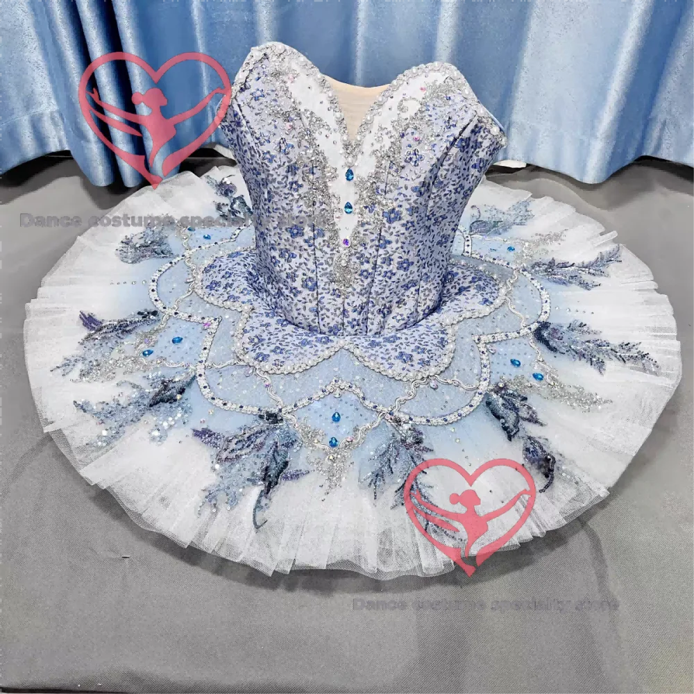 Ethereal Blue Sequined Ballerina Stage Tutu Dress