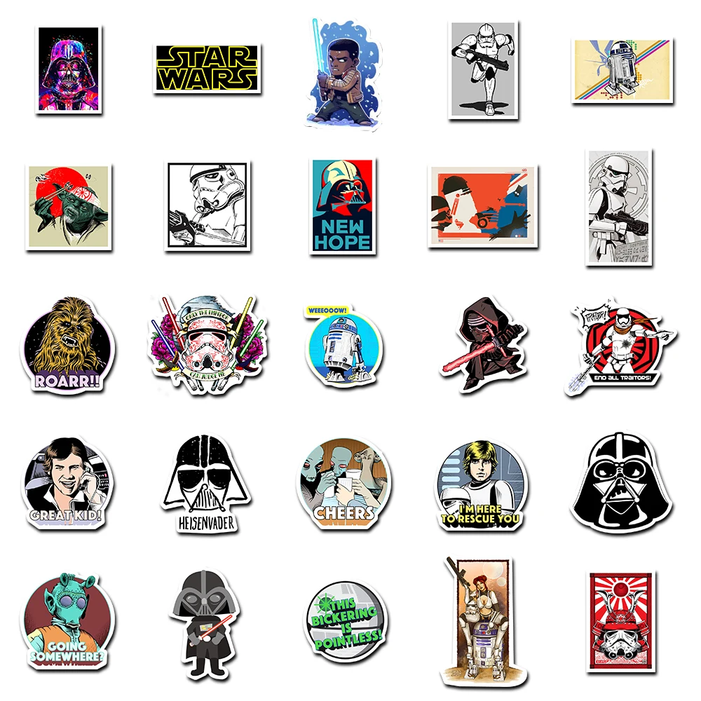 10/30/50/100PCS Disney Cool Star Wars Stickers Decal Kids Toy Laptop Skateboard Car Phone Motorcycle Anime Waterproof Sticker