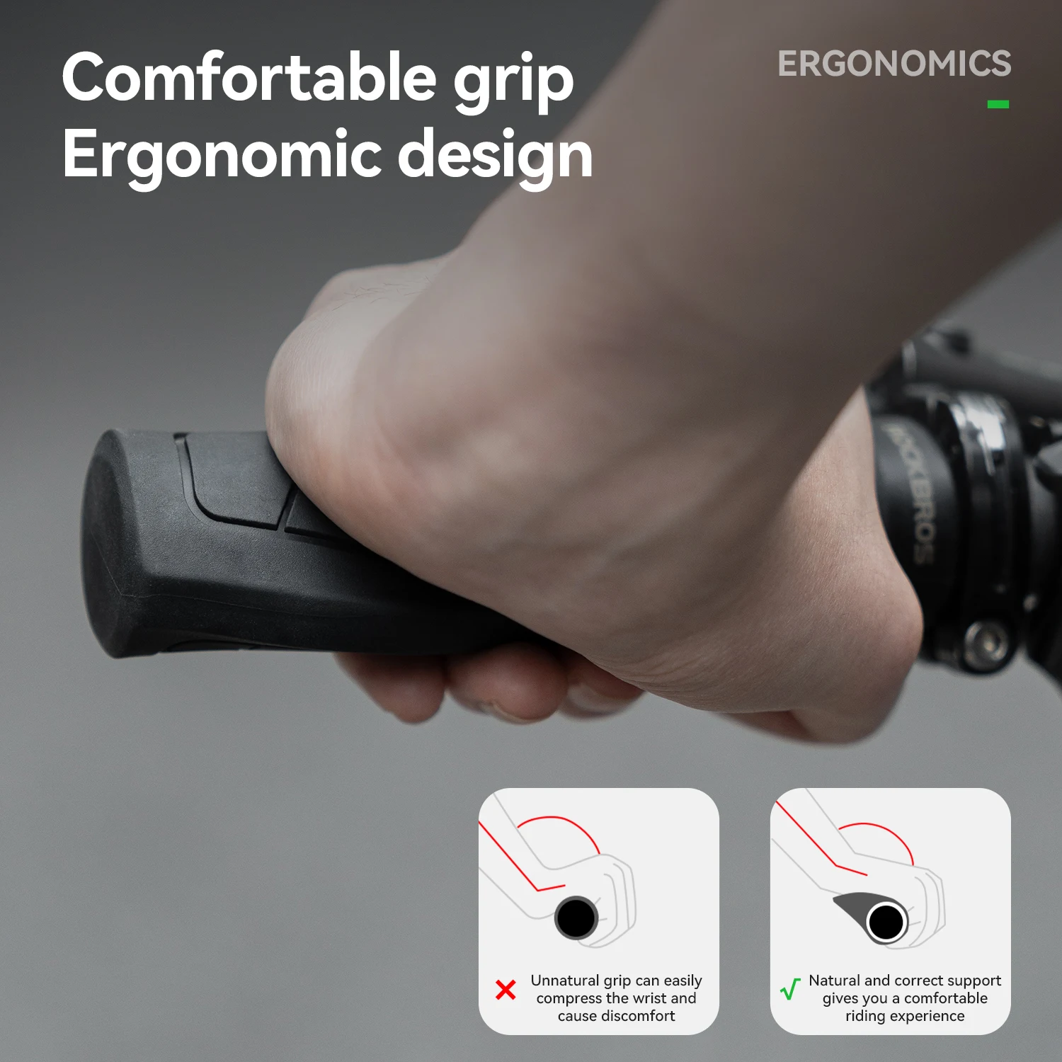 

ROCKBROS Bicycle Grips Single-Sealed One-Piece Locking Ring Grips Shock-Absorbing Comfortable Ergonomic Ball Handlebar Grip