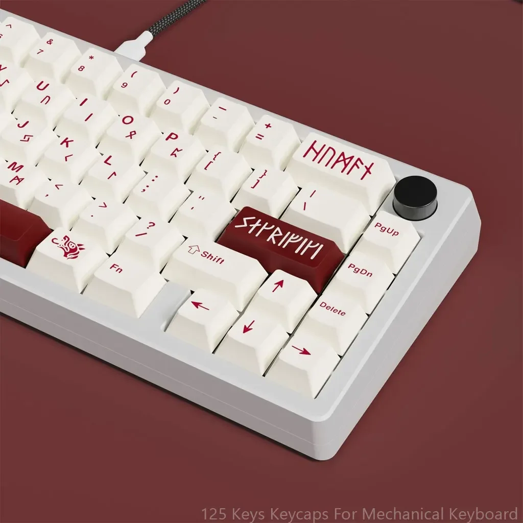 125 Keys Personality Blood Red Theme Keycaps Cherry Height PBT Thermal Sublimation DIY For 61 87 98 104 Keys Mechanical Keyboard