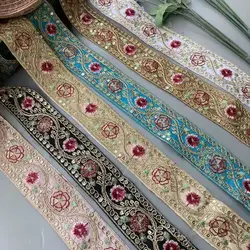 2 Yards 4cm ricamo tessuto di pizzo nastro di rivestimento accessori per cucire fai da te Applique Jacquard per tende scarpe abbigliamento artigianale nuovo