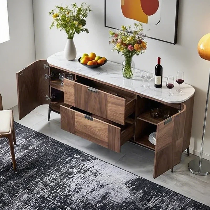 CX solid wood dining side cabinet simple villa living room retro walnut storage cabinet
