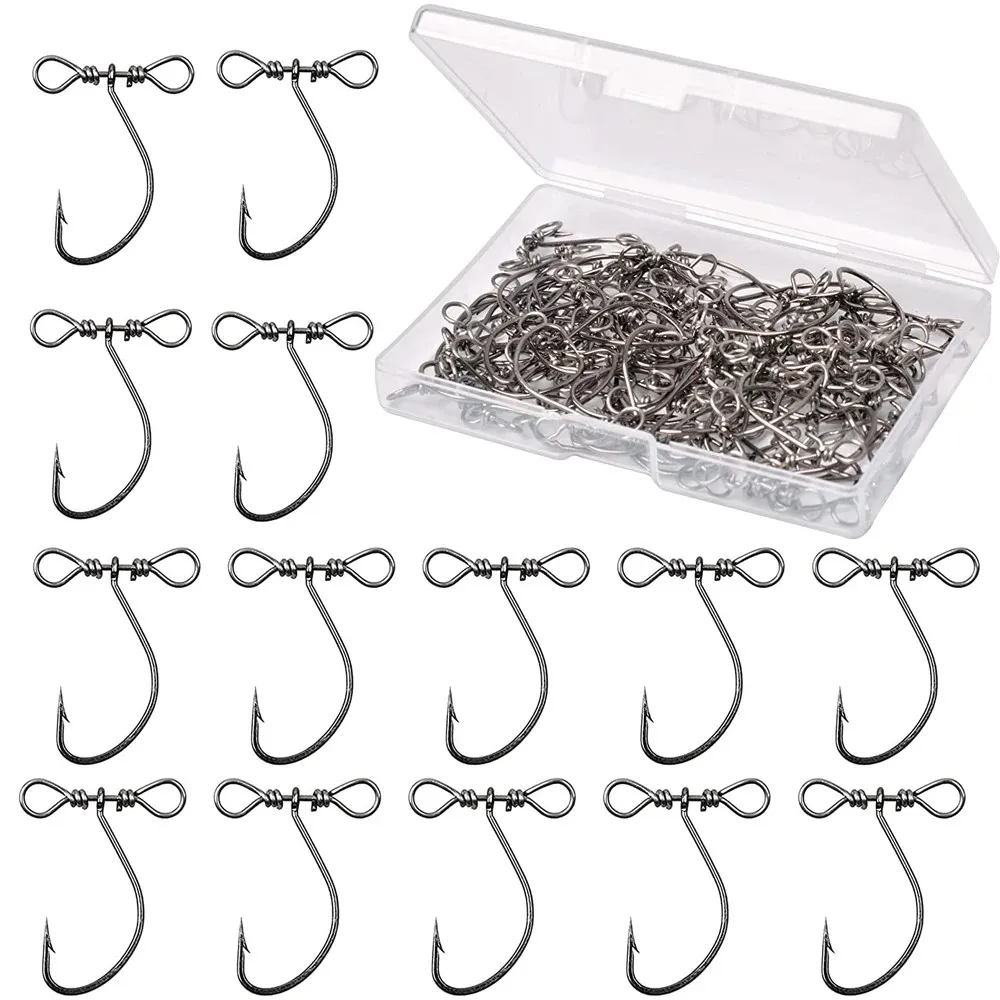 40Pcs Drop Shot Fishing Hooks  Inline Dropshot Hooks Drop Shot Rig Worm Hooks with Swivels for Bass Trout Walleye Catfish