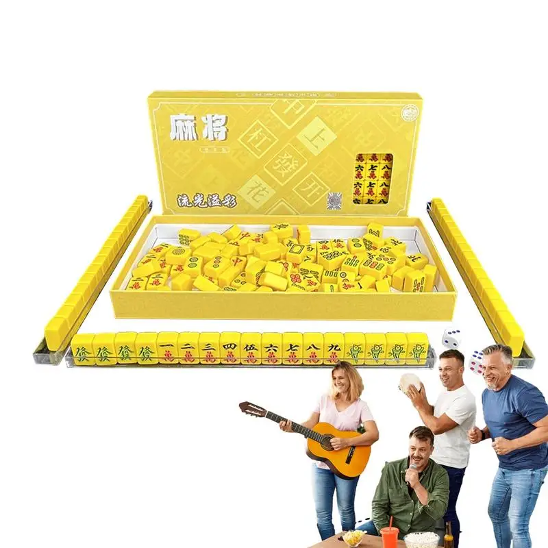 

Travel Mahjong Game Set Small Chinese Mahjong Set Portable Mini Mahjong Board Game Set For Family Dormitory Student Dormitory