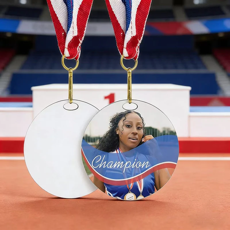 Médaille personnalisée en MDF avec photo, impression par transfert thermique, médaille pour événement sportif, cadeau DIY, impression recto-verso