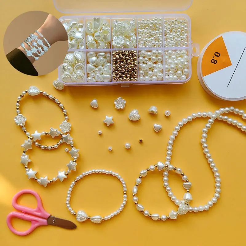 Golden Spacer Beads For Bracelets Making Kit Assorted DIY Pearl Beads Acrylic Alphabet CCB Beads Kit For Jewelry Making Supplies