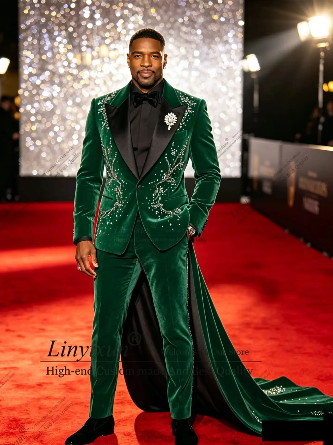 Elegant Suits Men Sliver Crystals Beading Prom Blazers Customized Groom Tuxedos 2Pieces  Wedding Dress men's suits and separates