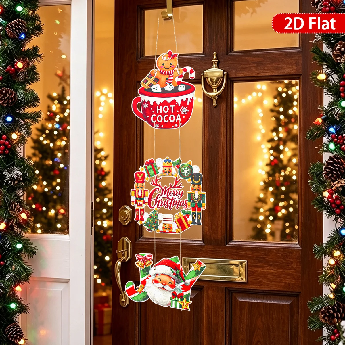 Christmas Paper Door Hanging Merry Christmas Decorations for Home 2026 Xmas Door Hanging Ornament Navidad Natal New Year 2027